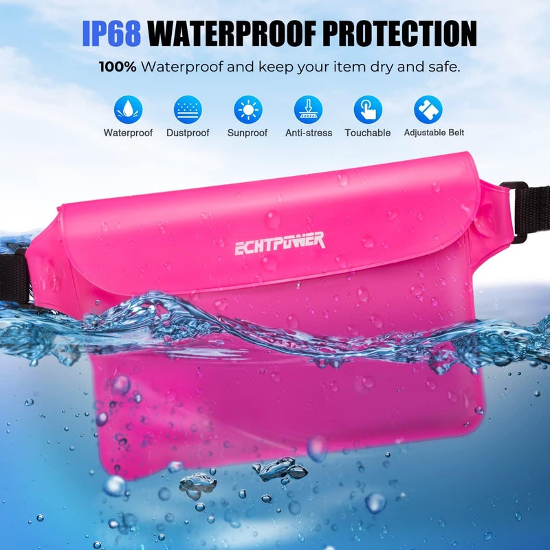 ECHTPower Store 2-Pack Waterproof Pouch Bag, Waterproof Fanny Pack, Waterproof Dry Bag with Adjustable Waist Strap for Beach Swimming Kayaking Floating Boating - Image 2